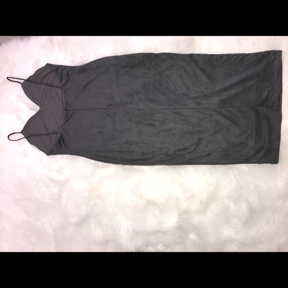 Suede bodycon spaghetti strap dress. - Picture 6 of 7